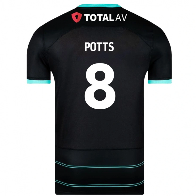 Danxen Kinder Freddie Potts #8 Schwarz Auswärtstrikot Trikot 2024/25 T-Shirt