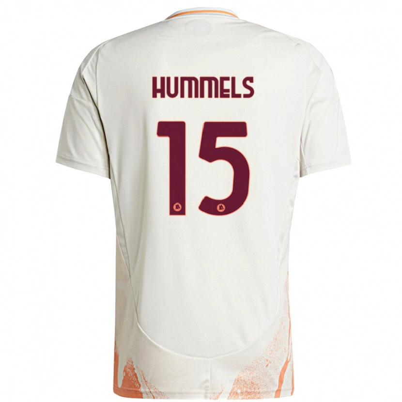 Danxen Kinder Mats Hummels #15 Cremeweiß Orange Auswärtstrikot Trikot 2024/25 T-Shirt