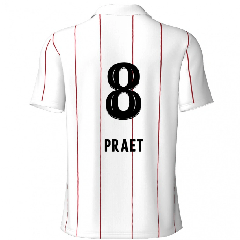 Danxen Kinder Dennis Praet #8 Weiß Schwarz Auswärtstrikot Trikot 2024/25 T-Shirt