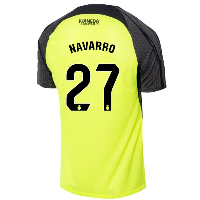 Danxen Kinder Robert Navarro #27 Fluoreszierend Grün Schwarz Auswärtstrikot Trikot 2024/25 T-Shirt