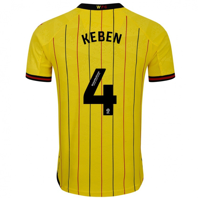 Danxen Kinder Kévin Keben #4 Gelb Schwarz Heimtrikot Trikot 2024/25 T-Shirt