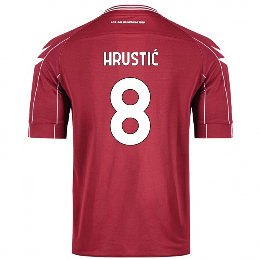 Danxen Kinder Ajdin Hrustić #8 Burgundrot Heimtrikot Trikot 2024/25 T-Shirt