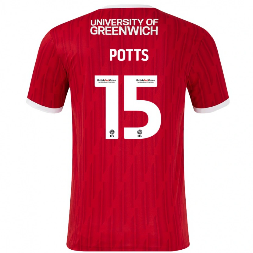 Danxen Kinder Dan Potts #15 Rot Weiß Heimtrikot Trikot 2024/25 T-Shirt