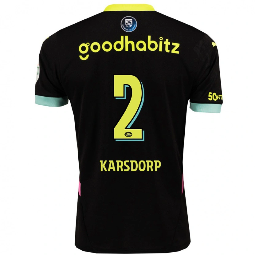 Danxen Kinder Rick Karsdorp #2 Schwarz Gelb Auswärtstrikot Trikot 2024/25 T-Shirt