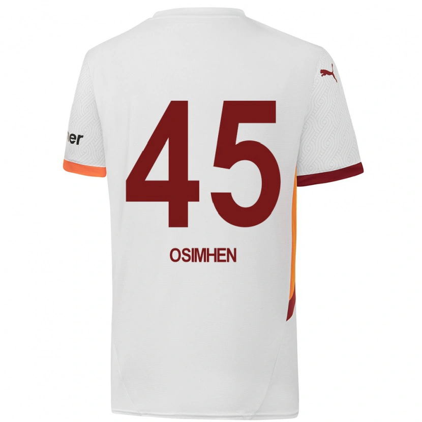 Danxen Kinder Victor Osimhen #45 Weiß Gelb Rot Auswärtstrikot Trikot 2024/25 T-Shirt