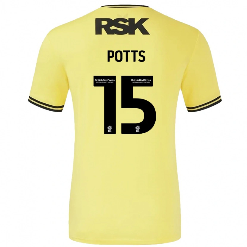 Danxen Kinder Dan Potts #15 Gelb Schwarz Auswärtstrikot Trikot 2024/25 T-Shirt