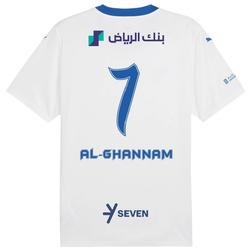 Danxen Kinder Khalid Al-Ghannam #7 Weiß Blau Auswärtstrikot Trikot 2024/25 T-Shirt