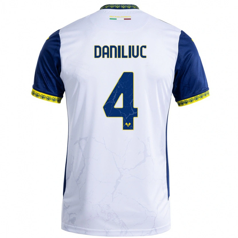 Danxen Kinder Flavius Daniliuc #4 Weiß Blau Auswärtstrikot Trikot 2024/25 T-Shirt