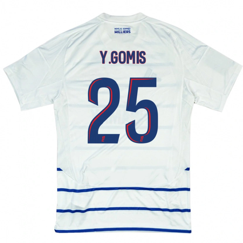 Danxen Kinder Yoni Gomis #25 Weiß Blau Auswärtstrikot Trikot 2024/25 T-Shirt