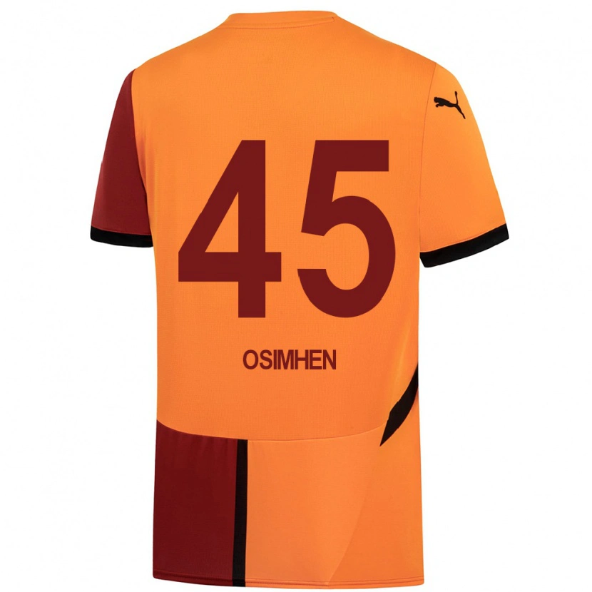 Danxen Herren Victor Osimhen #45 Gelb Rot Heimtrikot Trikot 2024/25 T-Shirt